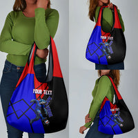 Personalized Cape Verde Soccer Shark Mascot Grocery Bag Blue Sharks Football Player Dynamic Graphic