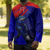 Personalized Cape Verde Soccer Shark Mascot Hockey Jersey Blue Sharks Football Player Dynamic Graphic