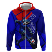Personalized Cape Verde Soccer Shark Mascot Hoodie Blue Sharks Football Player Dynamic Graphic
