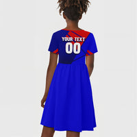 Personalized Cape Verde Soccer Shark Mascot Kid Short Sleeve Dress Blue Sharks Football Player Dynamic Graphic