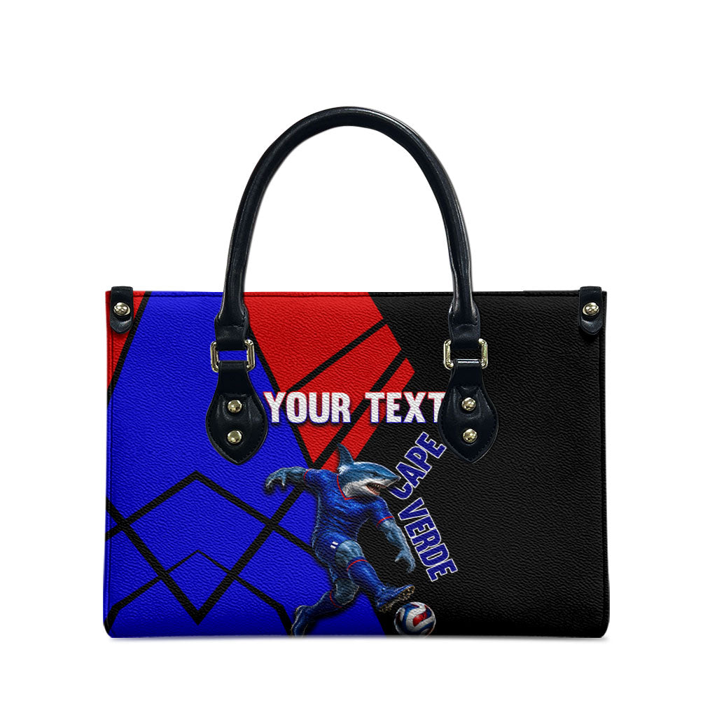 Personalized Cape Verde Soccer Shark Mascot Leather Bag Blue Sharks Football Player Dynamic Graphic