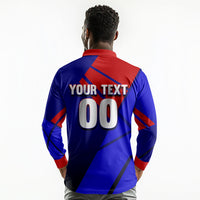 Personalized Cape Verde Soccer Shark Mascot Long Sleeve Polo Shirt Blue Sharks Football Player Dynamic Graphic
