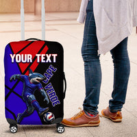 Personalized Cape Verde Soccer Shark Mascot Luggage Cover Blue Sharks Football Player Dynamic Graphic