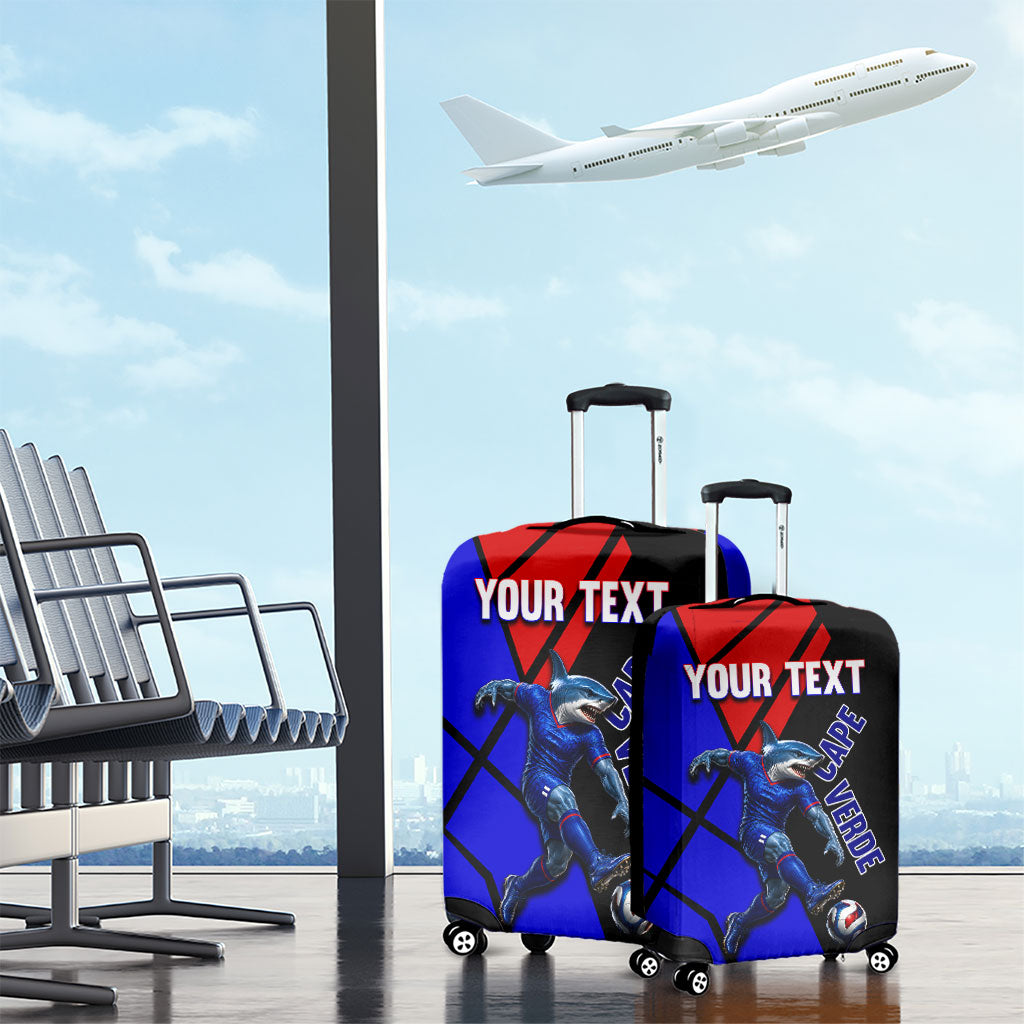 Personalized Cape Verde Soccer Shark Mascot Luggage Cover Blue Sharks Football Player Dynamic Graphic