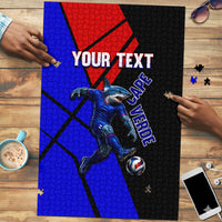 Personalized Cape Verde Soccer Shark Mascot Puzzle Blue Sharks Football Player Dynamic Graphic