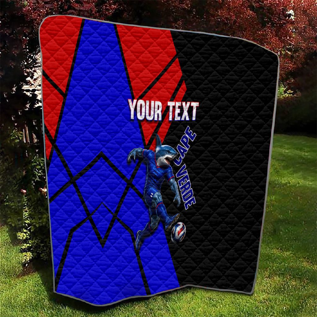 Personalized Cape Verde Soccer Shark Mascot Quilt Blue Sharks Football Player Dynamic Graphic