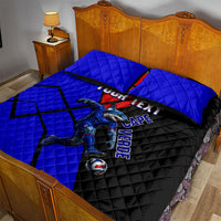 Personalized Cape Verde Soccer Shark Mascot Quilt Bed Set Blue Sharks Football Player Dynamic Graphic