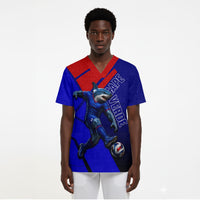 Personalized Cape Verde Soccer Shark Mascot Scrub Top Blue Sharks Football Player Dynamic Graphic