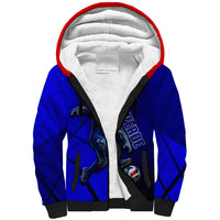 Personalized Cape Verde Soccer Shark Mascot Sherpa Hoodie Blue Sharks Football Player Dynamic Graphic