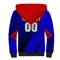 Personalized Cape Verde Soccer Shark Mascot Sherpa Hoodie Blue Sharks Football Player Dynamic Graphic