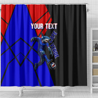 Personalized Cape Verde Soccer Shark Mascot Shower Curtain Blue Sharks Football Player Dynamic Graphic
