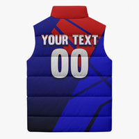 Personalized Cape Verde Soccer Shark Mascot Sleeveless Puffer Jacket Blue Sharks Football Player Dynamic Graphic