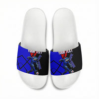 Personalized Cape Verde Soccer Shark Mascot Slide Sandals Blue Sharks Football Player Dynamic Graphic