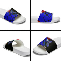 Personalized Cape Verde Soccer Shark Mascot Slide Sandals Blue Sharks Football Player Dynamic Graphic