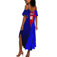 Personalized Cape Verde Soccer Shark Mascot Summer Maxi Dress Blue Sharks Football Player Dynamic Graphic