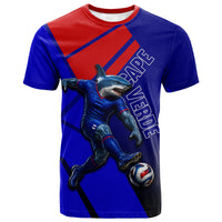 Personalized Cape Verde Soccer Shark Mascot T shirt Blue Sharks Football Player Dynamic Graphic
