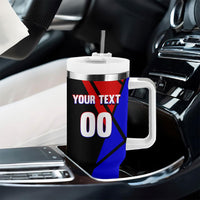 Personalized Cape Verde Soccer Shark Mascot Tumbler With Handle Blue Sharks Football Player Dynamic Graphic