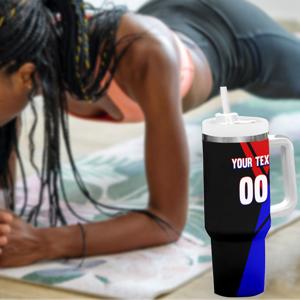 Personalized Cape Verde Soccer Shark Mascot Tumbler With Handle Blue Sharks Football Player Dynamic Graphic