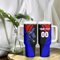 Personalized Cape Verde Soccer Shark Mascot Tumbler With Handle Blue Sharks Football Player Dynamic Graphic
