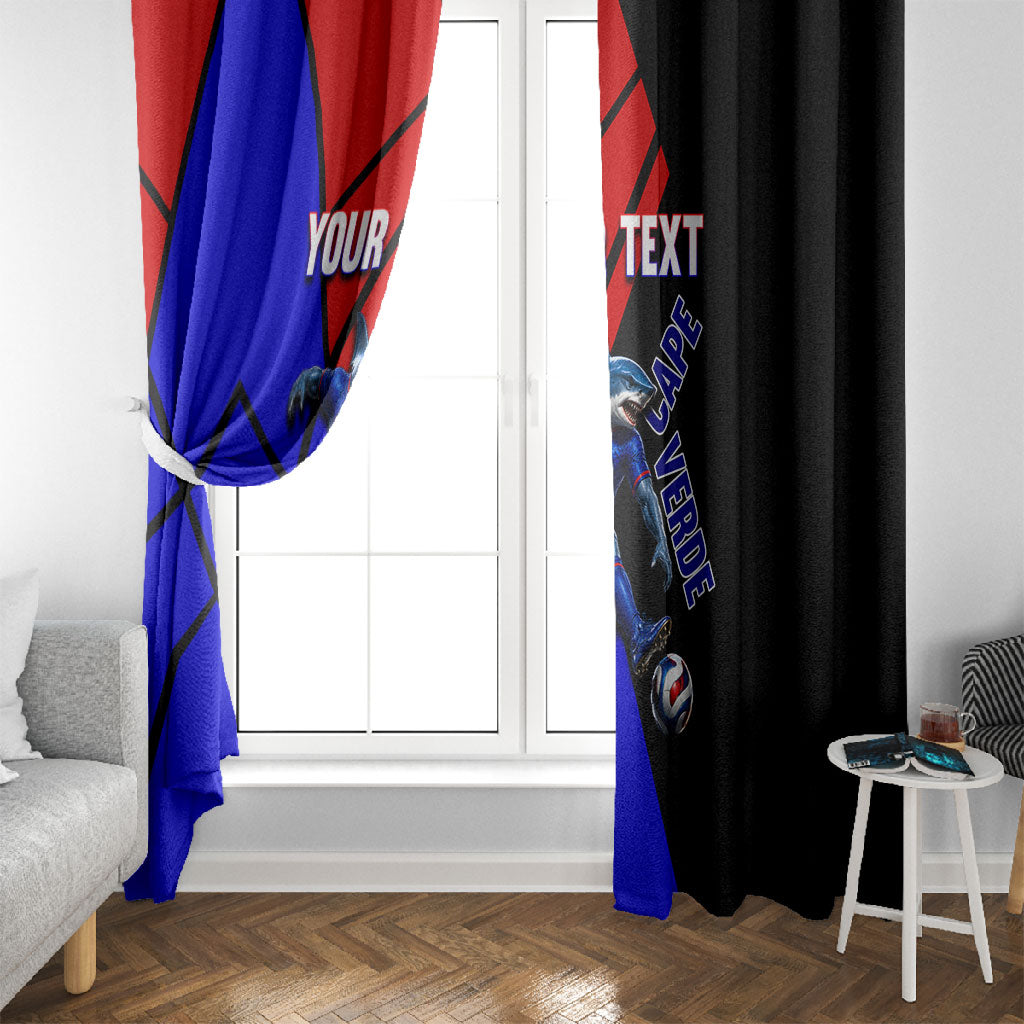 Personalized Cape Verde Soccer Shark Mascot Window Curtain Blue Sharks Football Player Dynamic Graphic