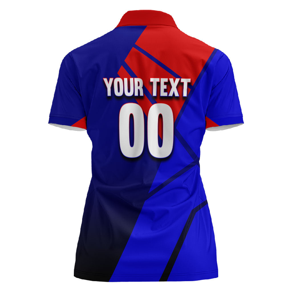 Personalized Cape Verde Soccer Shark Mascot Women Polo Shirt Blue Sharks Football Player Dynamic Graphic