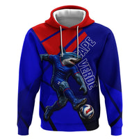Personalized Cape Verde Soccer Shark Mascot Zip Hoodie Blue Sharks Football Player Dynamic Graphic
