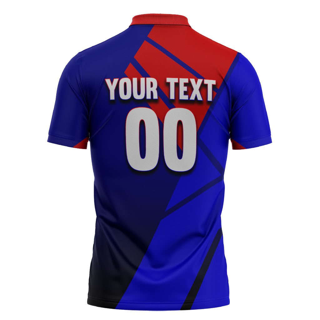 Personalized Cape Verde Soccer Shark Mascot Zipper Polo Shirt Blue Sharks Football Player Dynamic Graphic