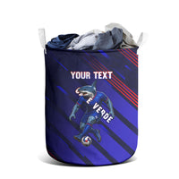 Personalized Cape Verde Soccer Laundry Basket Shark Mascot Football Player Striped Pattern