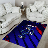 Personalized Cape Verde Soccer Area Rug Shark Mascot Football Player Striped Pattern
