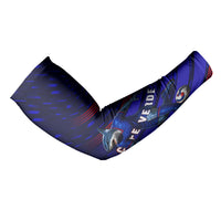 Personalized Cape Verde Soccer Arm Sleeves Shark Mascot Football Player Striped Pattern