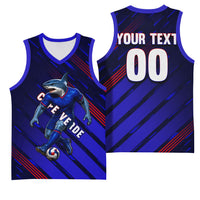 Personalized Cape Verde Soccer Basketball Jersey Shark Mascot Football Player Striped Pattern