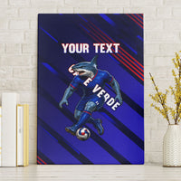 Personalized Cape Verde Soccer Canvas Wall Art Shark Mascot Football Player Striped Pattern