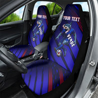 Personalized Cape Verde Soccer Car Seat Cover Shark Mascot Football Player Striped Pattern