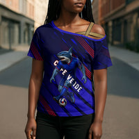 Personalized Cape Verde Soccer Cross Shoulder Shirt Shark Mascot Football Player Striped Pattern