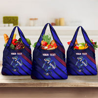 Personalized Cape Verde Soccer Grocery Bag Shark Mascot Football Player Striped Pattern