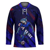 Personalized Cape Verde Soccer Hockey Jersey Shark Mascot Football Player Striped Pattern