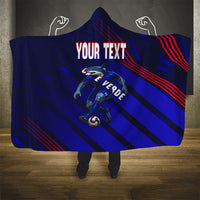 Personalized Cape Verde Soccer Hooded Blanket Shark Mascot Football Player Striped Pattern