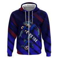 Personalized Cape Verde Soccer Hoodie Shark Mascot Football Player Striped Pattern