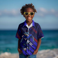 Personalized Cape Verde Soccer Kid Hawaiian Shirt Shark Mascot Football Player Striped Pattern