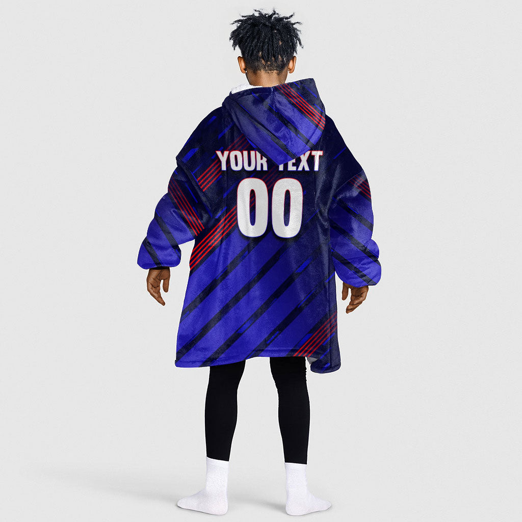 Personalized Cape Verde Soccer Kid Wearable Blanket Hoodie Shark Mascot Football Player Striped Pattern