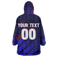 Personalized Cape Verde Soccer Kid Wearable Blanket Hoodie Shark Mascot Football Player Striped Pattern