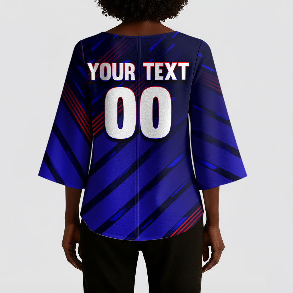 Personalized Cape Verde Soccer Kimono Sleeve Blouse Shark Mascot Football Player Striped Pattern