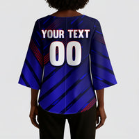 Personalized Cape Verde Soccer Kimono Sleeve Blouse Shark Mascot Football Player Striped Pattern