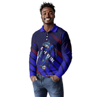 Personalized Cape Verde Soccer Long Sleeve Polo Shirt Shark Mascot Football Player Striped Pattern