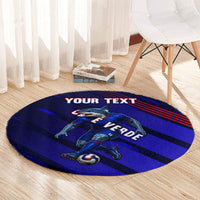 Personalized Cape Verde Soccer Round Carpet Shark Mascot Football Player Striped Pattern