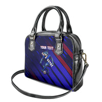 Personalized Cape Verde Soccer Shoulder Handbag Shark Mascot Football Player Striped Pattern