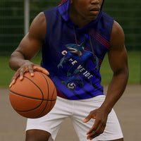 Personalized Cape Verde Soccer Sleeveless Hoodie Shark Mascot Football Player Striped Pattern