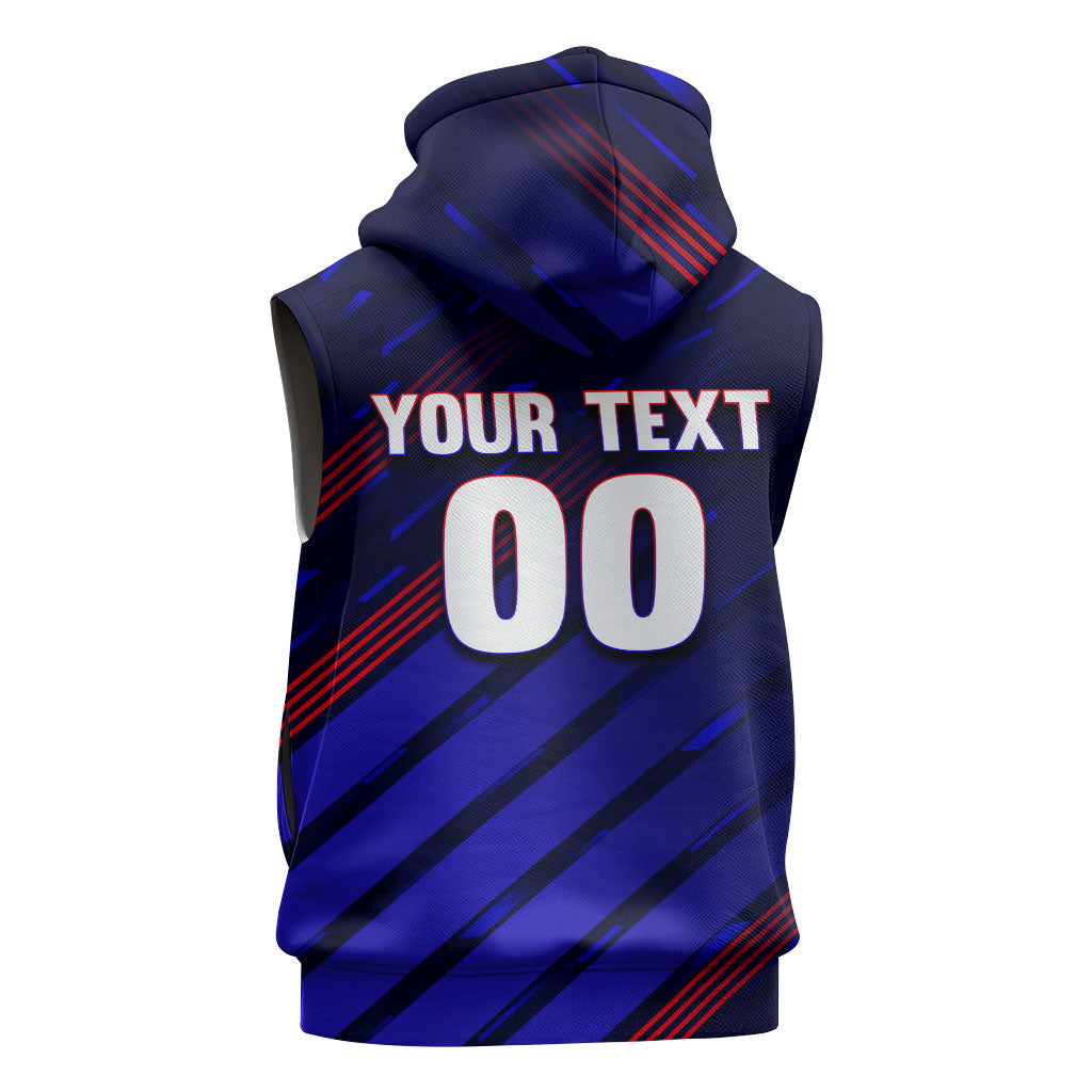 Personalized Cape Verde Soccer Sleeveless Zip Hoodie Shark Mascot Football Player Striped Pattern