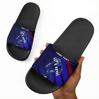 Personalized Cape Verde Soccer Slide Sandals Shark Mascot Football Player Striped Pattern