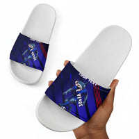 Personalized Cape Verde Soccer Slide Sandals Shark Mascot Football Player Striped Pattern